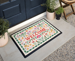 Seas The Day White & Navy Washable Doormat | Ruggable US