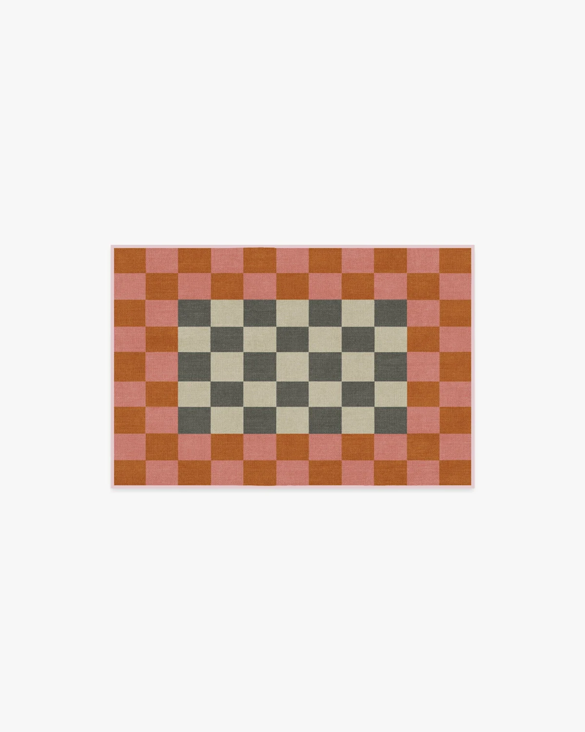 Jonathan Adler Checker Border Pink & Orange Rug | Ruggable