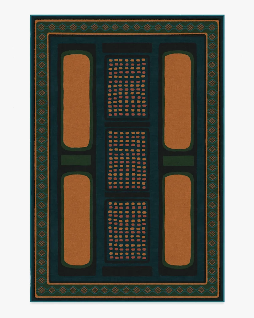 Architectural Digest Nerissa Teal & Gold Rug Ruggable