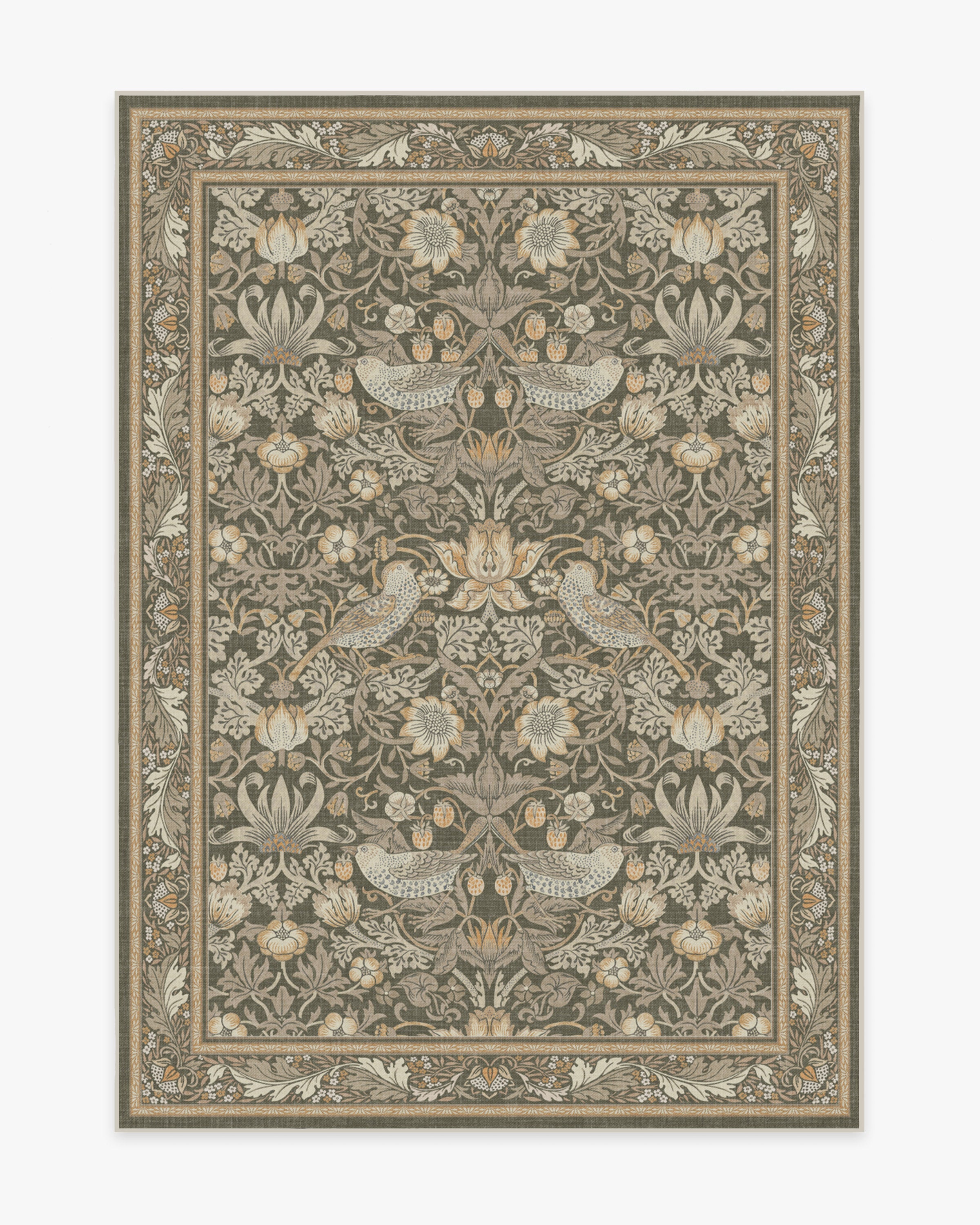 Morris & Co. Strawberry Thief Stone Gold Rug | Ruggable