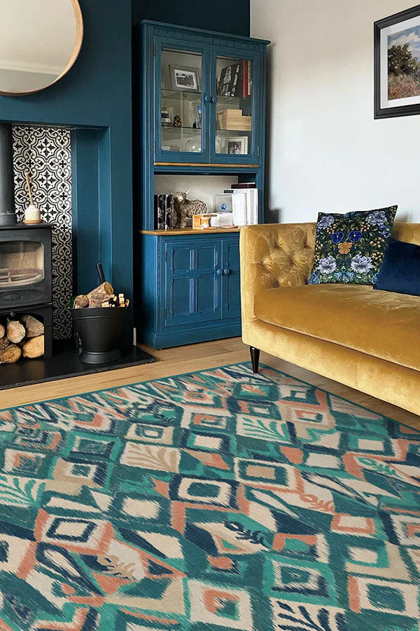 Iris Apfel Lido Ikat Teal Blue Rug Ruggable
