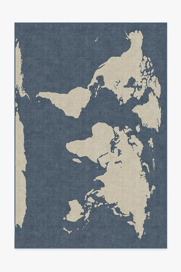 World Map Blue Rug | Ruggable
