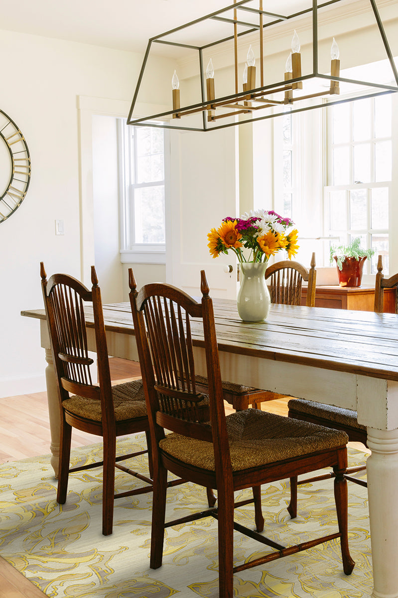 Transitional Damask Gold Rug