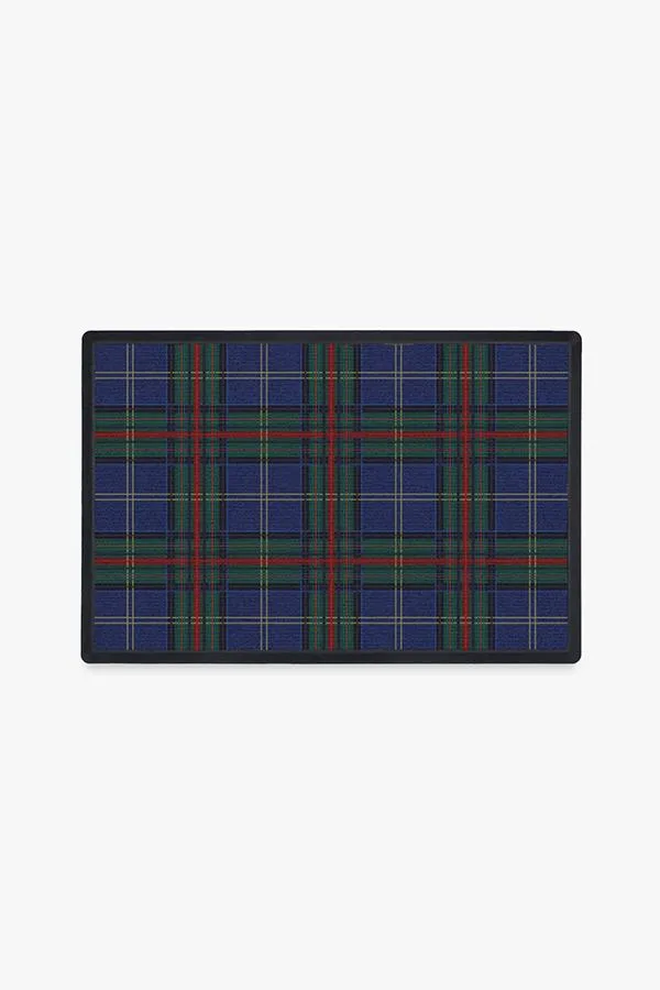 Blue Tartan Plaid Door Mat