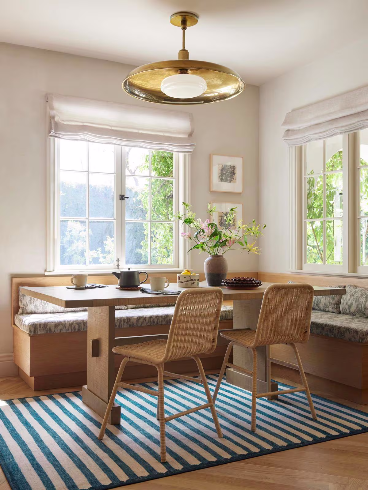 Ruggable x goop Elin Stripe Indigo Rug in white oak organic modern kitchen 