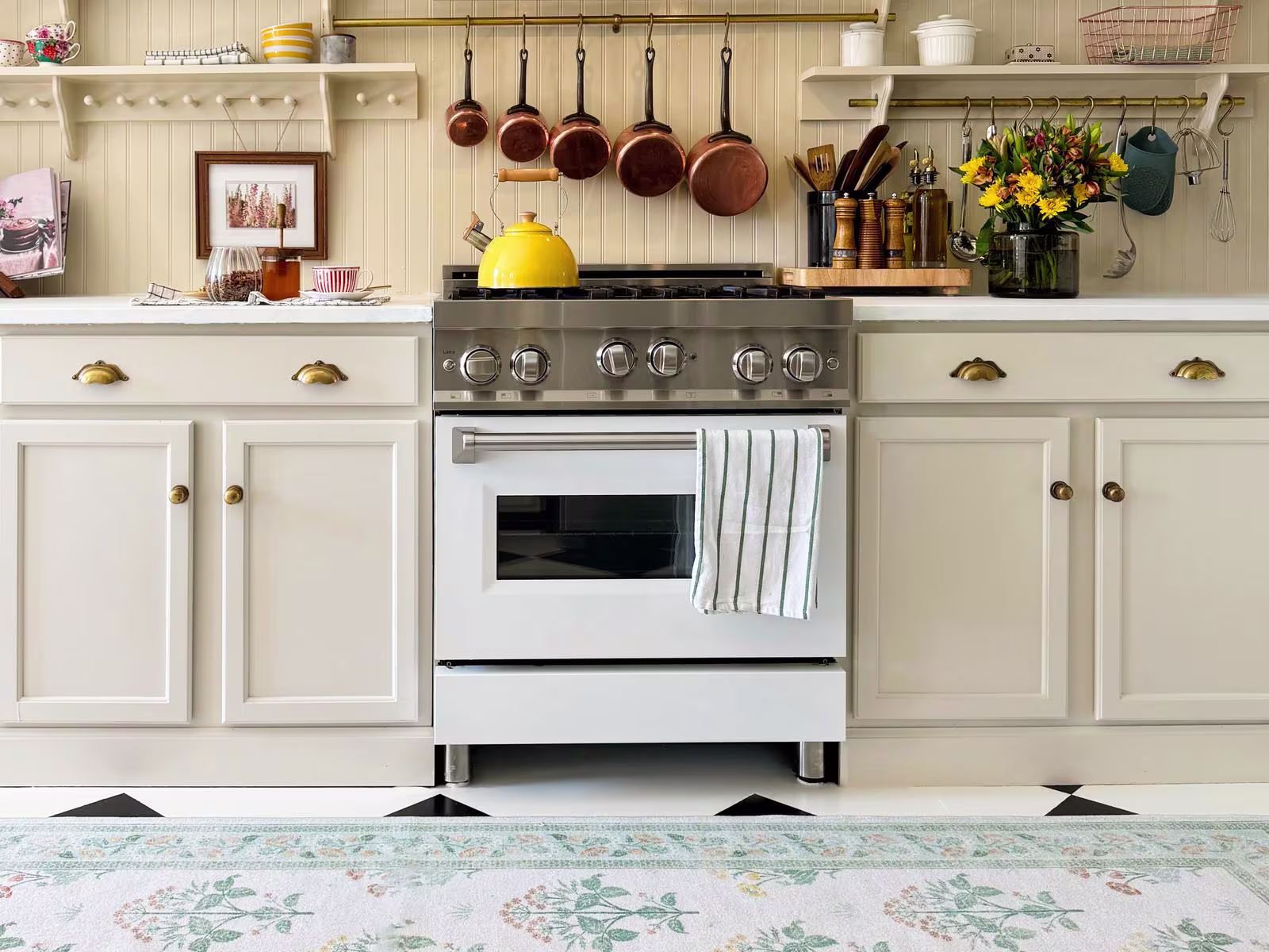 Garden Blooms for Spring: Styling Florals for Sunnier Days - Ruggable x Morris & Co. runner in kitchen with florals