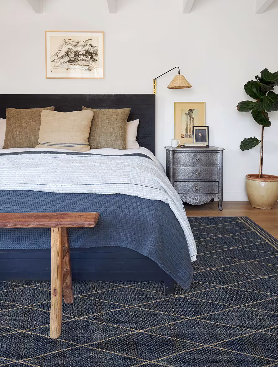 Harlequin Trellis Natural Navy Re‑Jute Rug