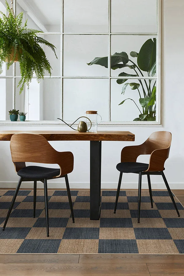 Checkerboard Soft Navy ReJute Rug Ruggable