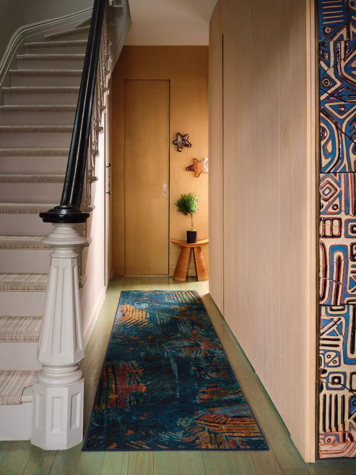 Ruggable x Malene Barnett Sgraffito Royal Blue hallway runner in Malene Barnett's home