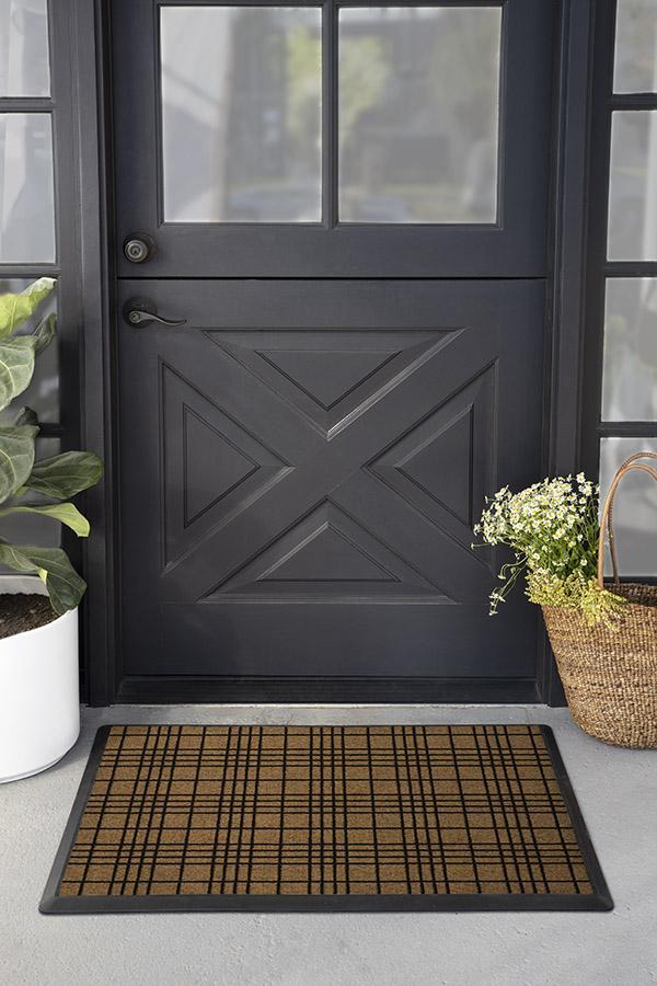 Washable Doormat Rug | Fade-Resistant | Linea Plaid Doormat | Ruggable