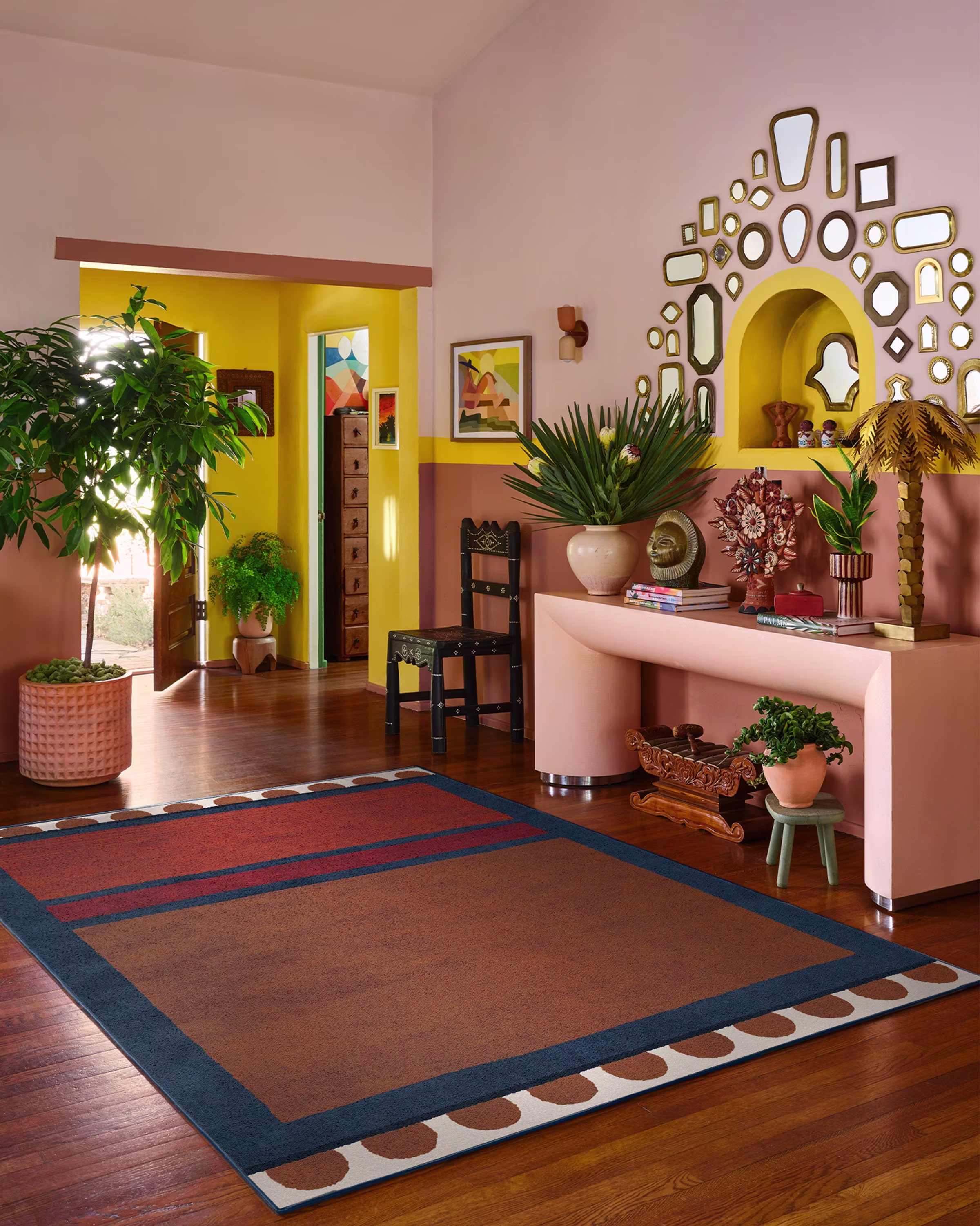 Ruggable's Justina Blakeney Nina Indigo & Rust Rug in 6'x9'