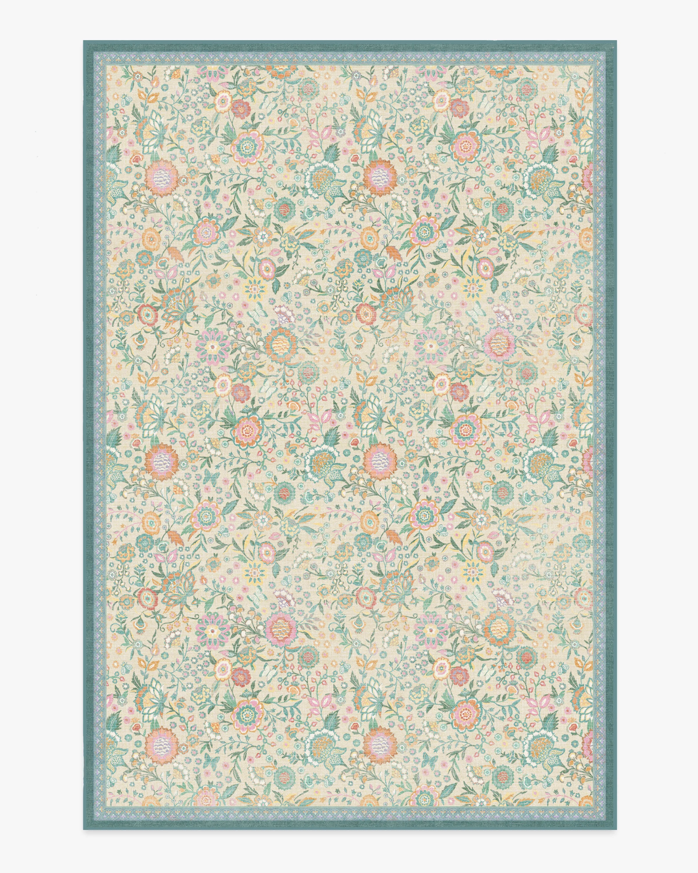 Bridgerton Royal Garden Ivory & Jade Rug Ruggable