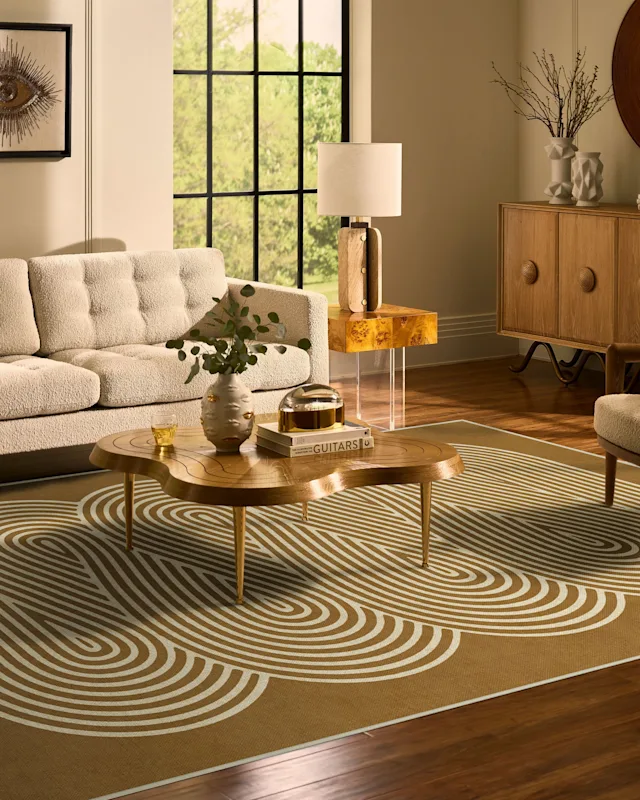 Jonathan Adler Ribbon Caramel Gold Tufted Rug Ruggable