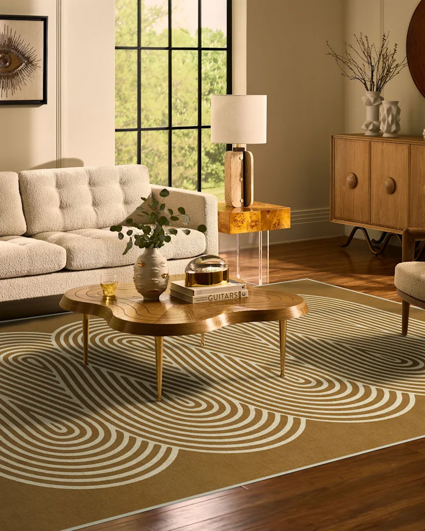 Jonathan Adler Ribbon Caramel Gold Tufted Rug Ruggable