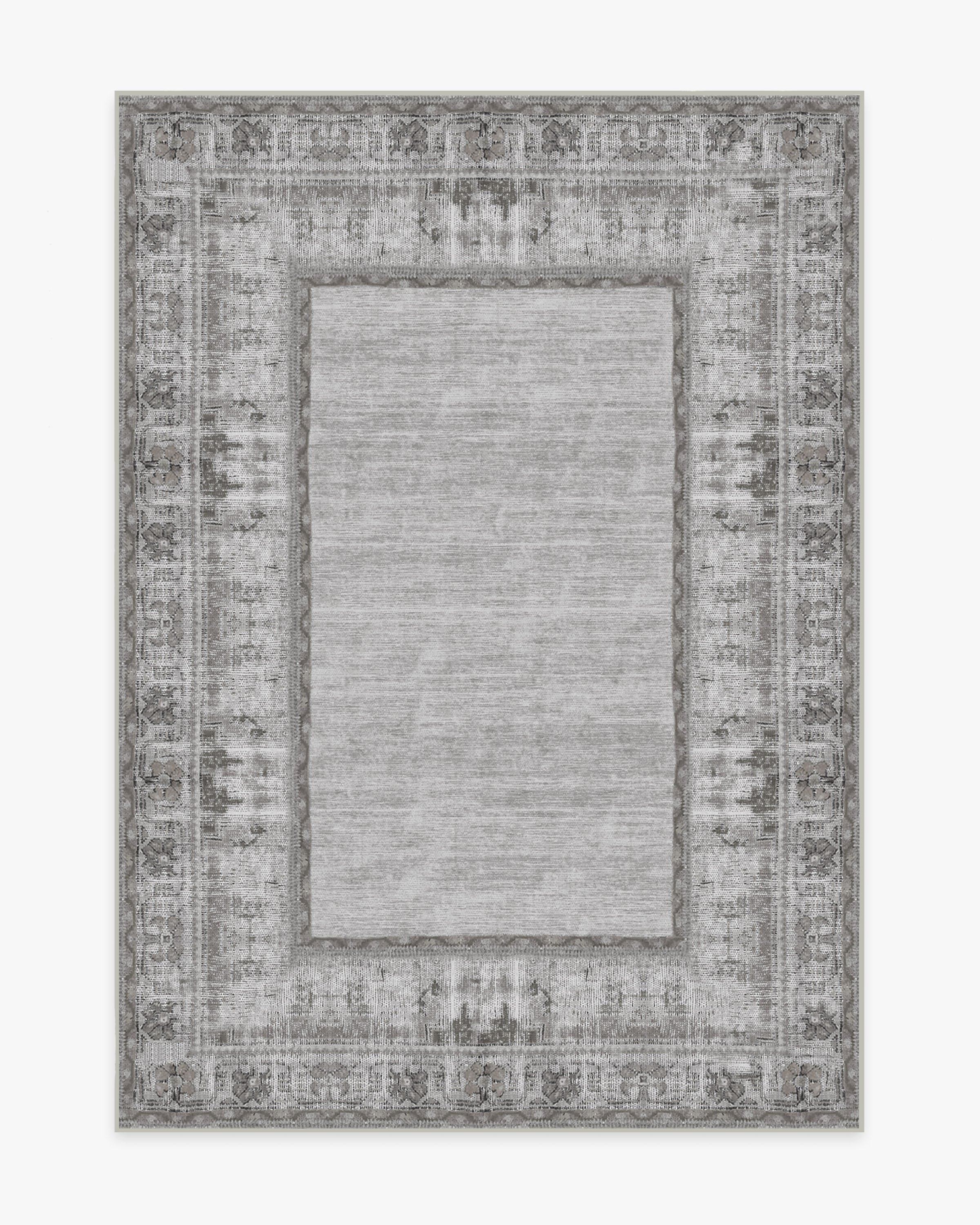 Vintage Daisy Bordered Grey Rug | Ruggable