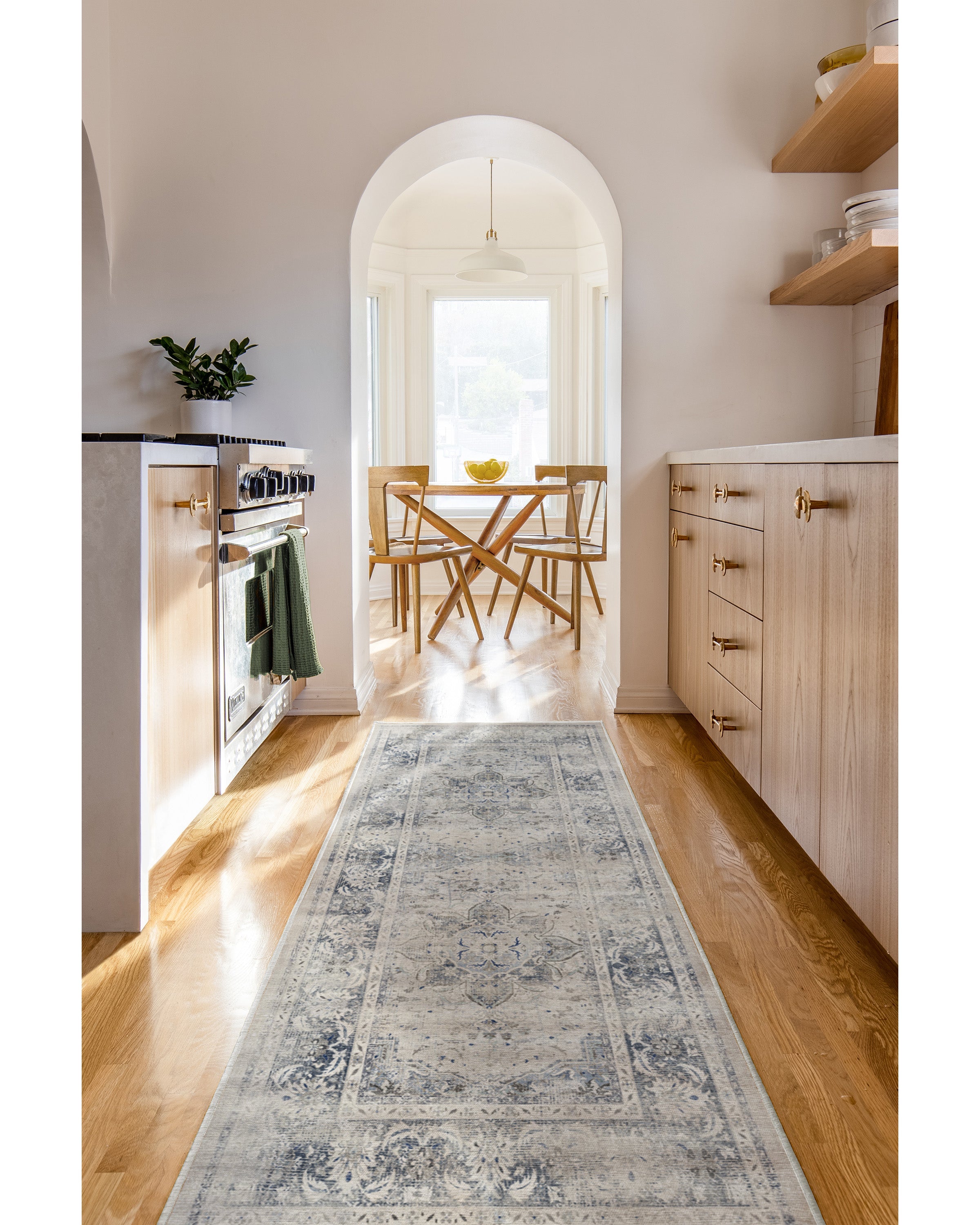 RUGGABLE Sarrah Washable Runner Rug - Elegant Room Decor and Vintage Area  Rug Perfect for Living Room Bedroom Kitchen Stain & Water Resistant Pet 
