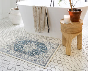 Washable Bath Mats Blue | Ruggable