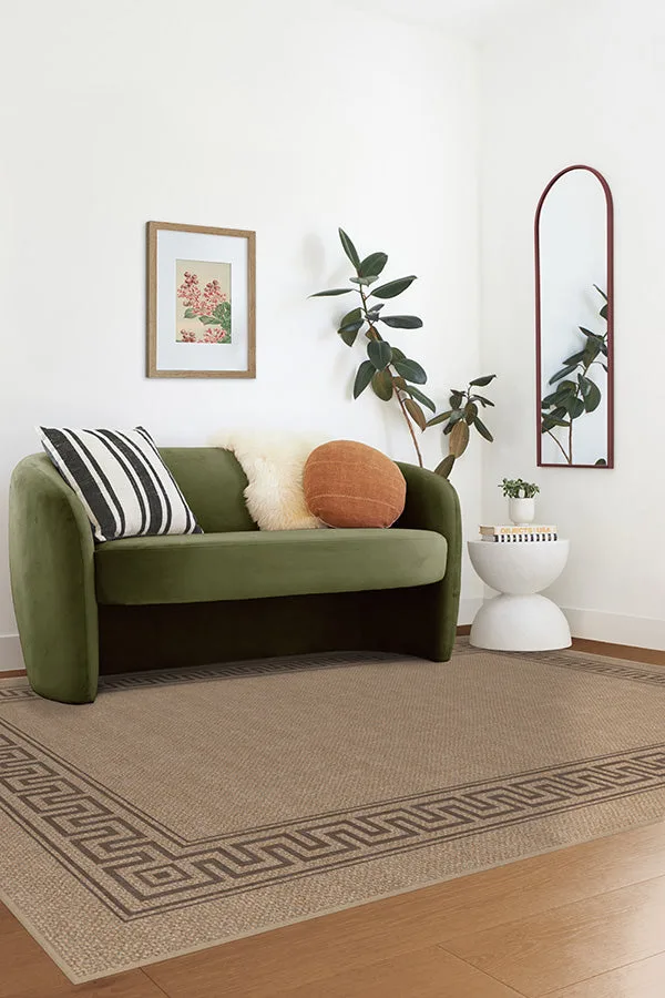 Olympia Border Latte Brown ReJute Rug Ruggable