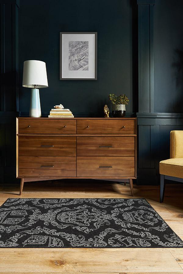 Dark Side Damask Stone Rug