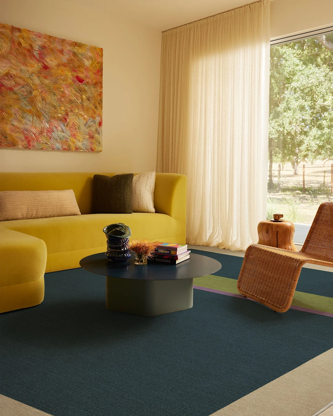 Architectural Digest Breakout Teal & Chartreuse Rug Ruggable