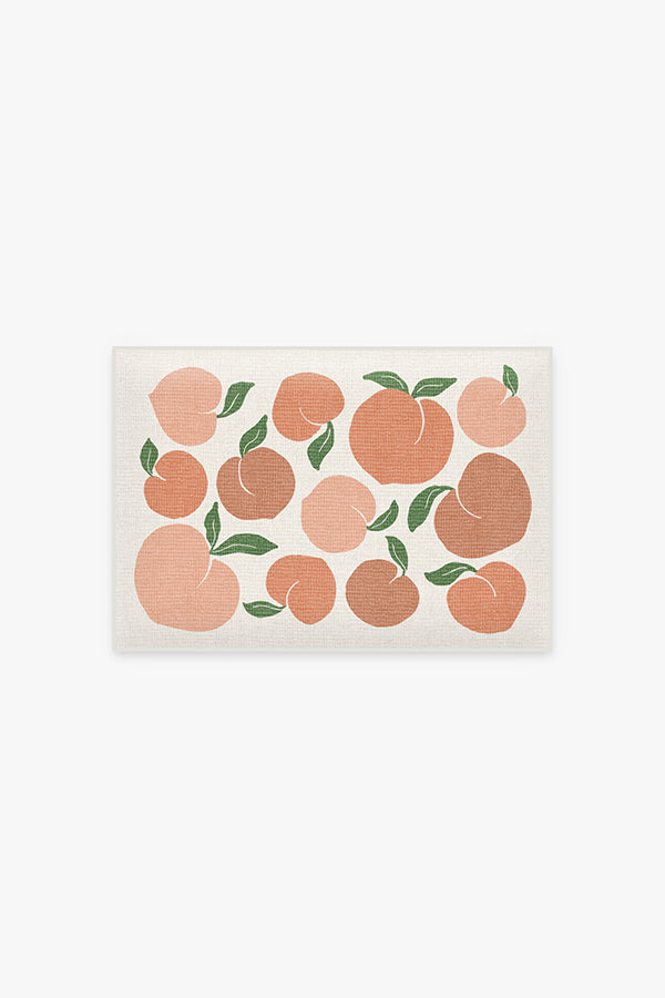 Cute Peach Fruit Shaped Alphabet Embossed Bathroom Rug, Washable