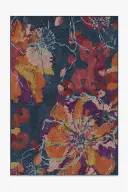 Watercolor Floral Navy Rug | Ruggable