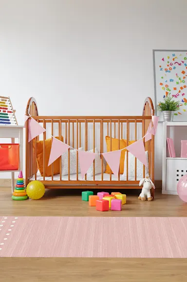 Dot Border Pink Rug | Ruggable