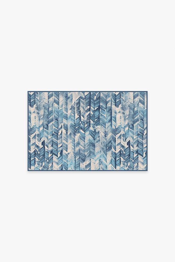 Watercolour Herringbone Blue Rug Ruggable
