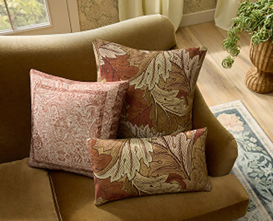 Morris & Co. Pillows on couch