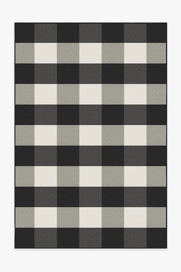 Outdoor Gingham Plaid Black & White Rug Ruggable