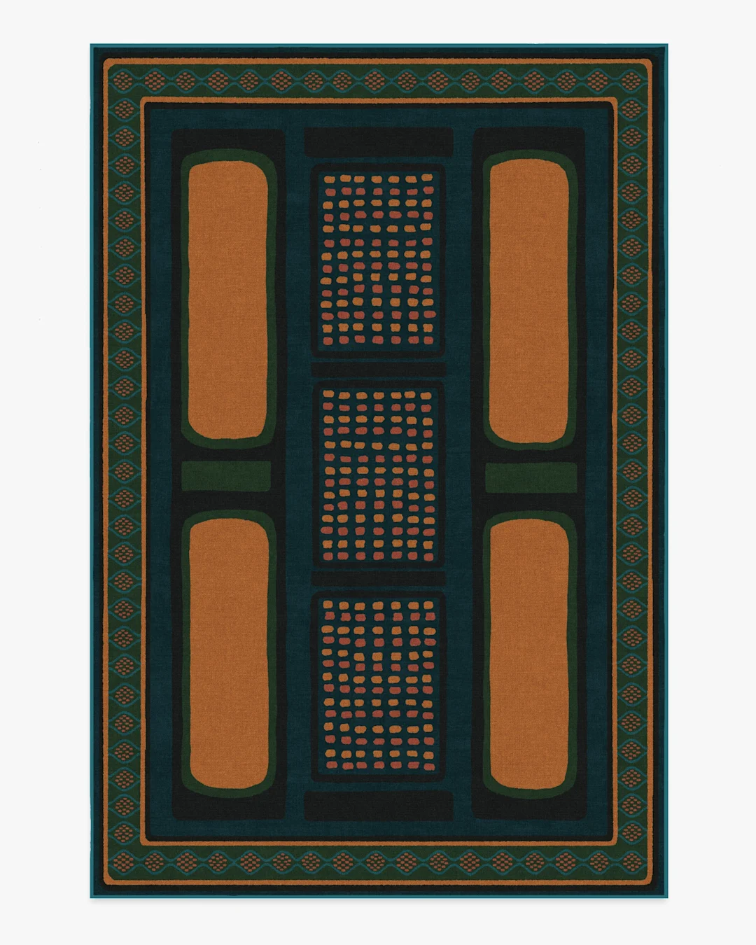 Architectural Digest Nerissa Teal & Gold Tufted Rug Ruggable