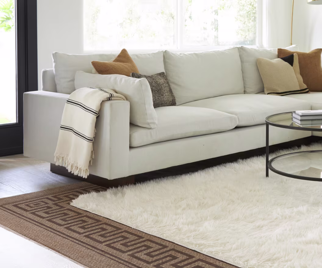 Olympia Late Brown Re-Jute Layered with a Plush Rug 