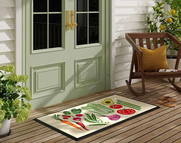 Jonathan Adler Merry & Bright Red & Brown Washable Doormat