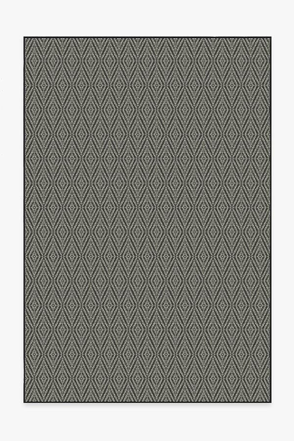 2'4x4'4 Outdoor Rug-Black/Tan Diamonds