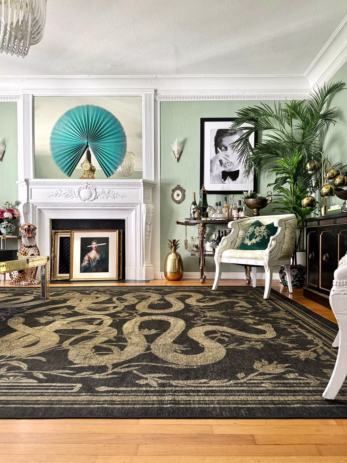 Ruggable x Martyn Lawrence Bullard Sumaya Soft Black Rug in global eclectic living room