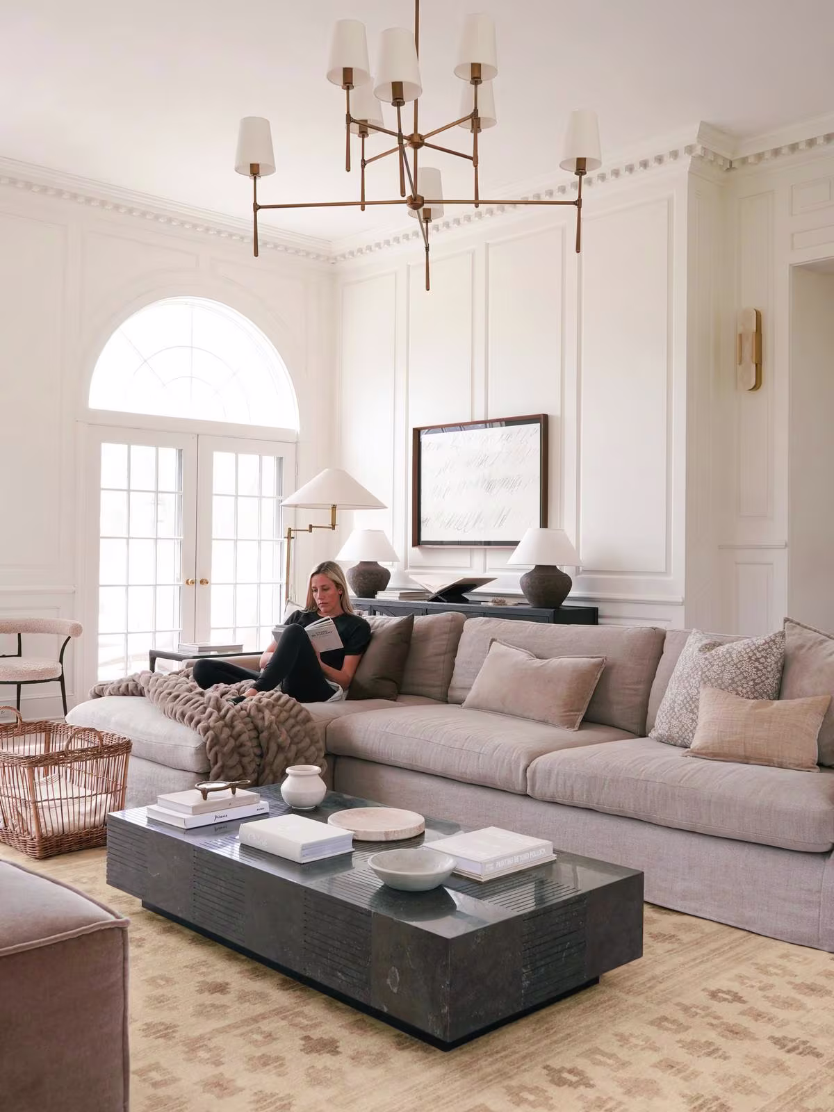 Ruggable x goop Lucia Natural Rug in luxurious living room 