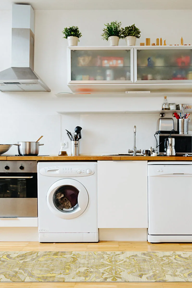 Transitional Damask Gold Rug Ruggable