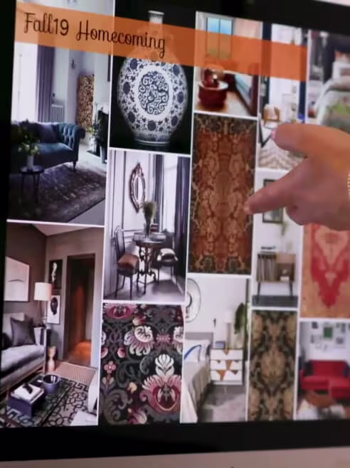 Ruggable Designer swiping through iPad of designs | Ruggable