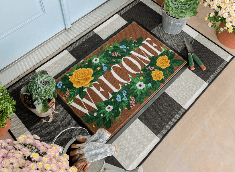 RUGGABLE Welcome Washable Doormat - Perfect Indoor Outdoor Machine Washable  Doormat for Front Door Porch or Entryway to Greet Guests - Hello