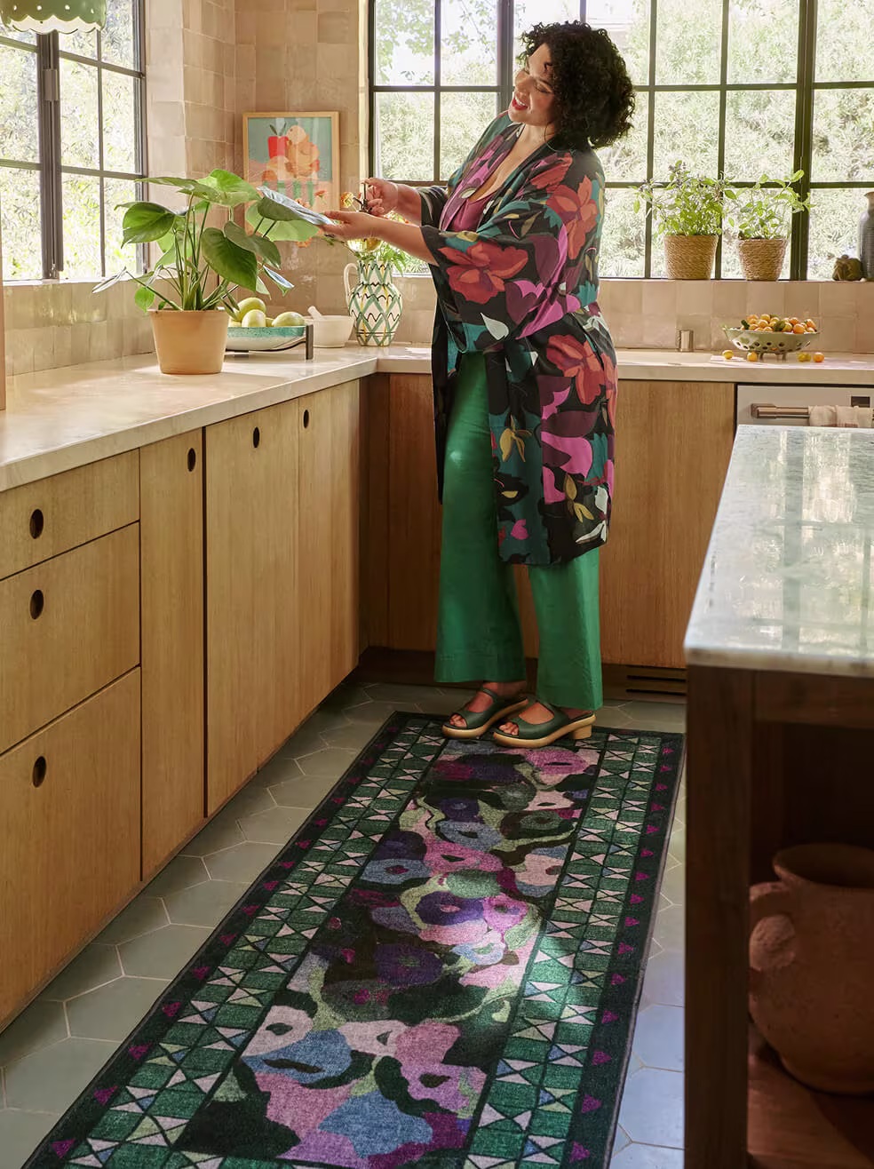 Ruggable Vera Green & Plum Rug by Jungalow - Rugs in Their Natural Habitat (Desktop)
