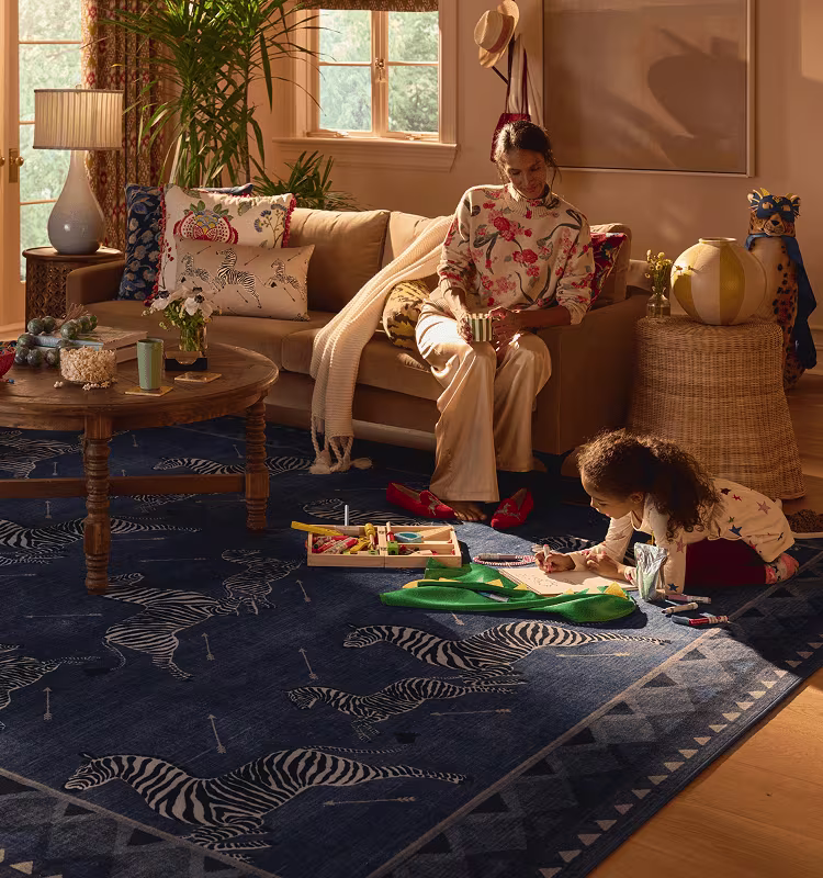Ruggable Zebra Blue Rug by Scalamandré