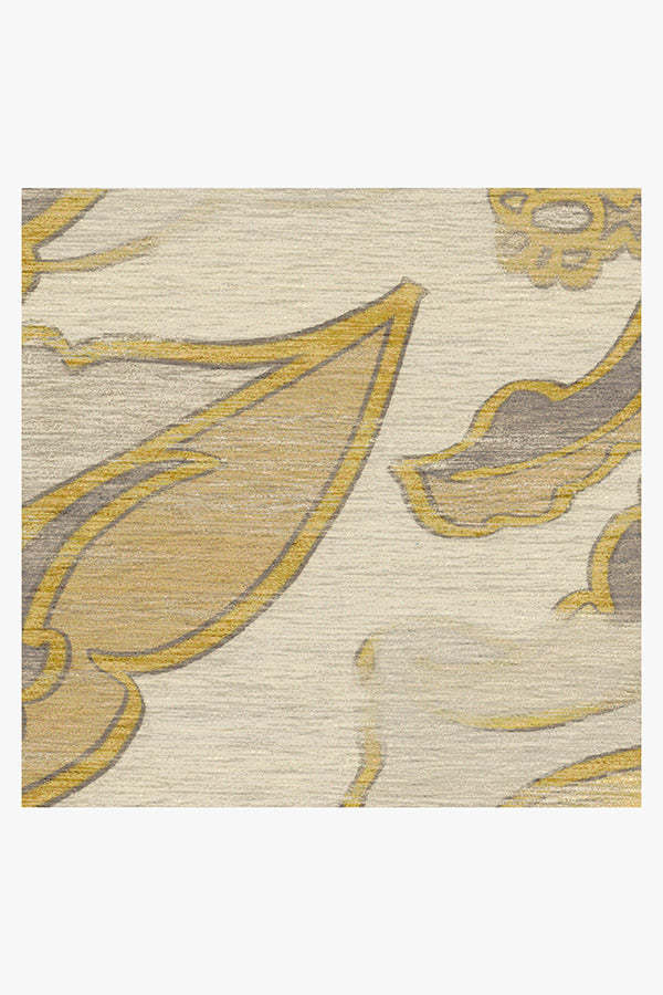 Closeup of Ruggable's Transitional Damask Gold Rug