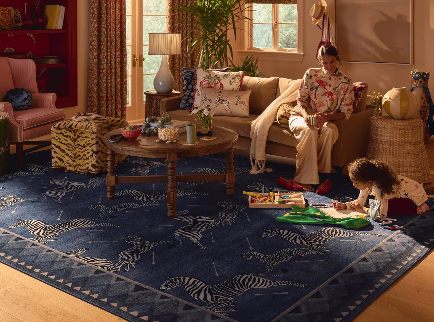 Ruggable Zebra Blue Rug by Scalamandré