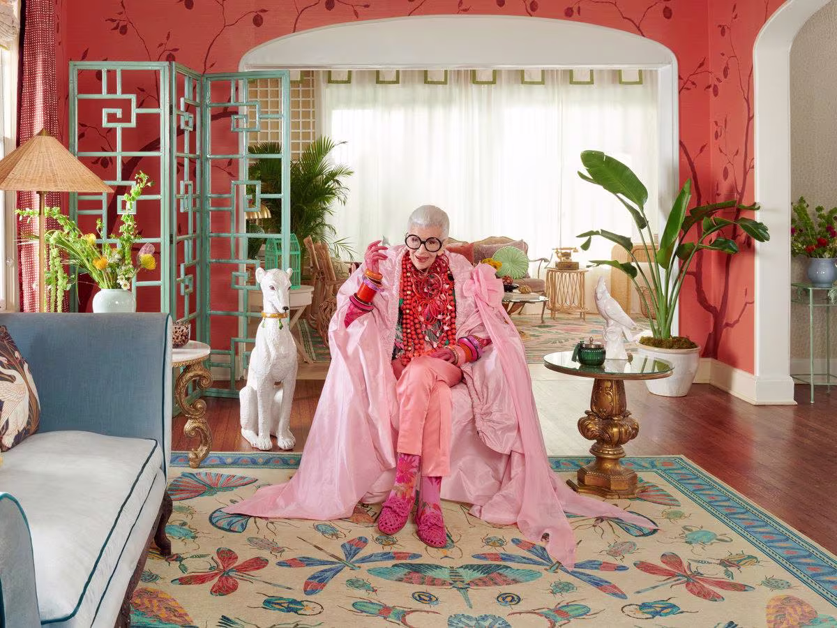 Iris Apfel Portrait with her Ruggable x Iris Apfel Collection - Celebrating Women’s History Month with Our Top Female-Led Collaborations