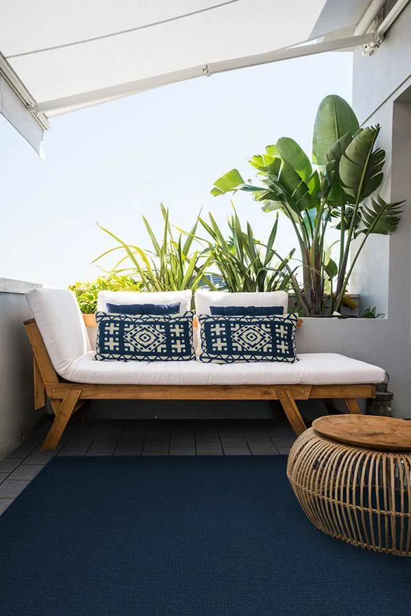 Outdoor Denim Solid Indigo Blue Rug | Ruggable