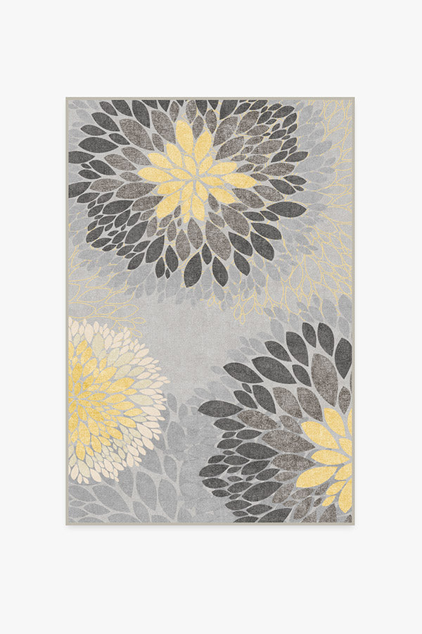 Sakalar Grey Floral Medallion Washable Rug – Loopsie