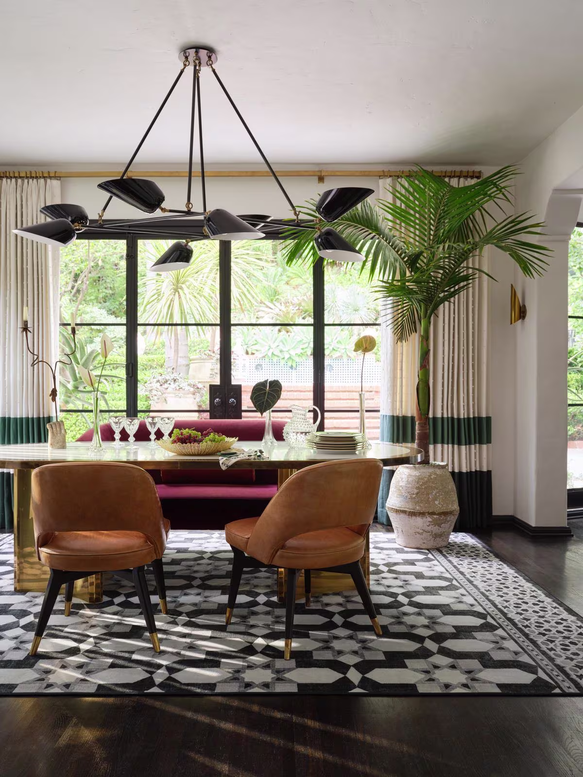 Ruggable x Martyn Lawrence Bullard Emir Black & Ivory Rug in global dining room