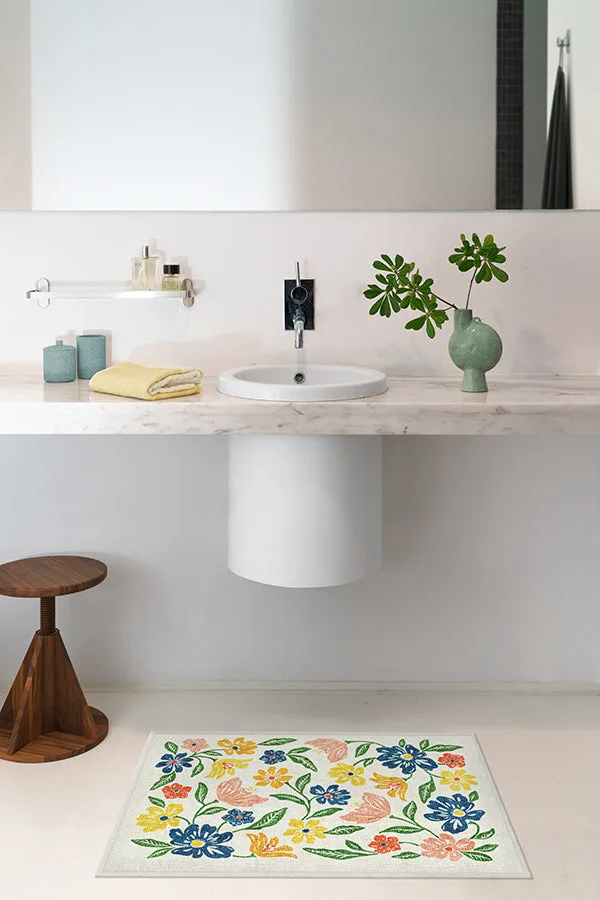 Bella Bouquet Multicolor Bath Mat Ruggable