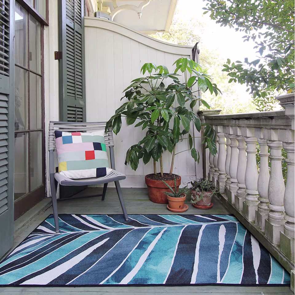 Outdoor Ombra Teal Rug Ruggable