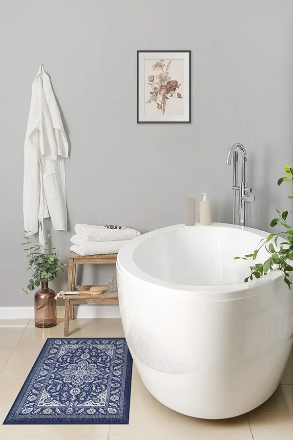 Safiya Navy Blue Bath Mat | Ruggable